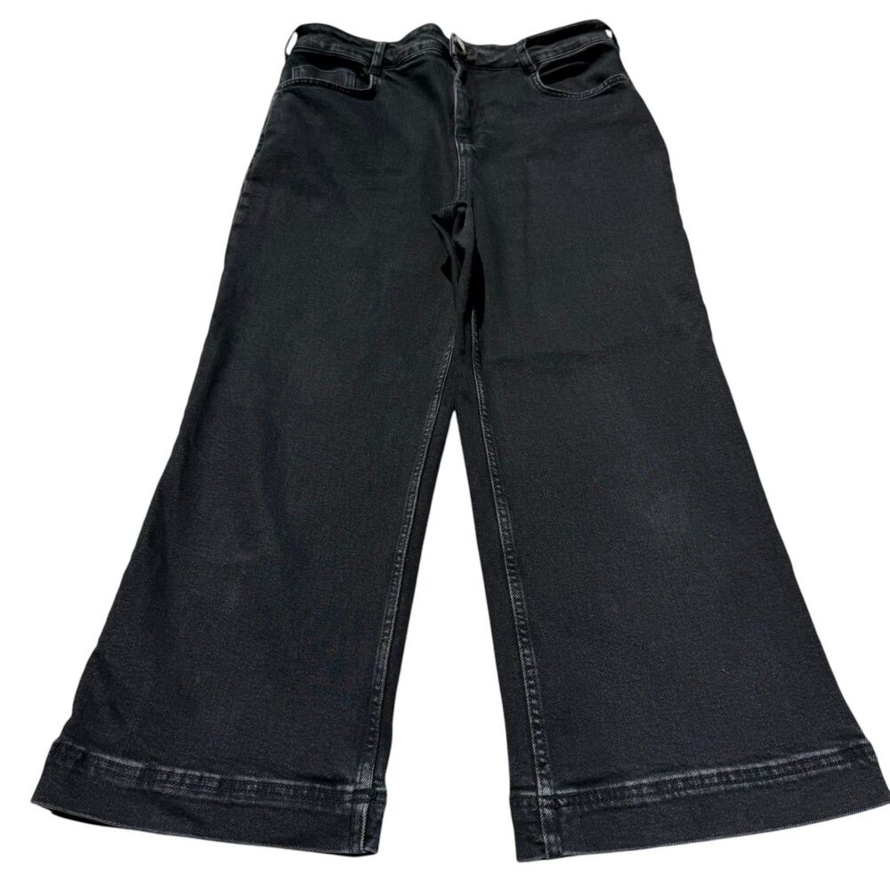 Pilcro The Skipper Jeans Women’s 32x25 Black High Rise Wide Leg Cropped Denim
